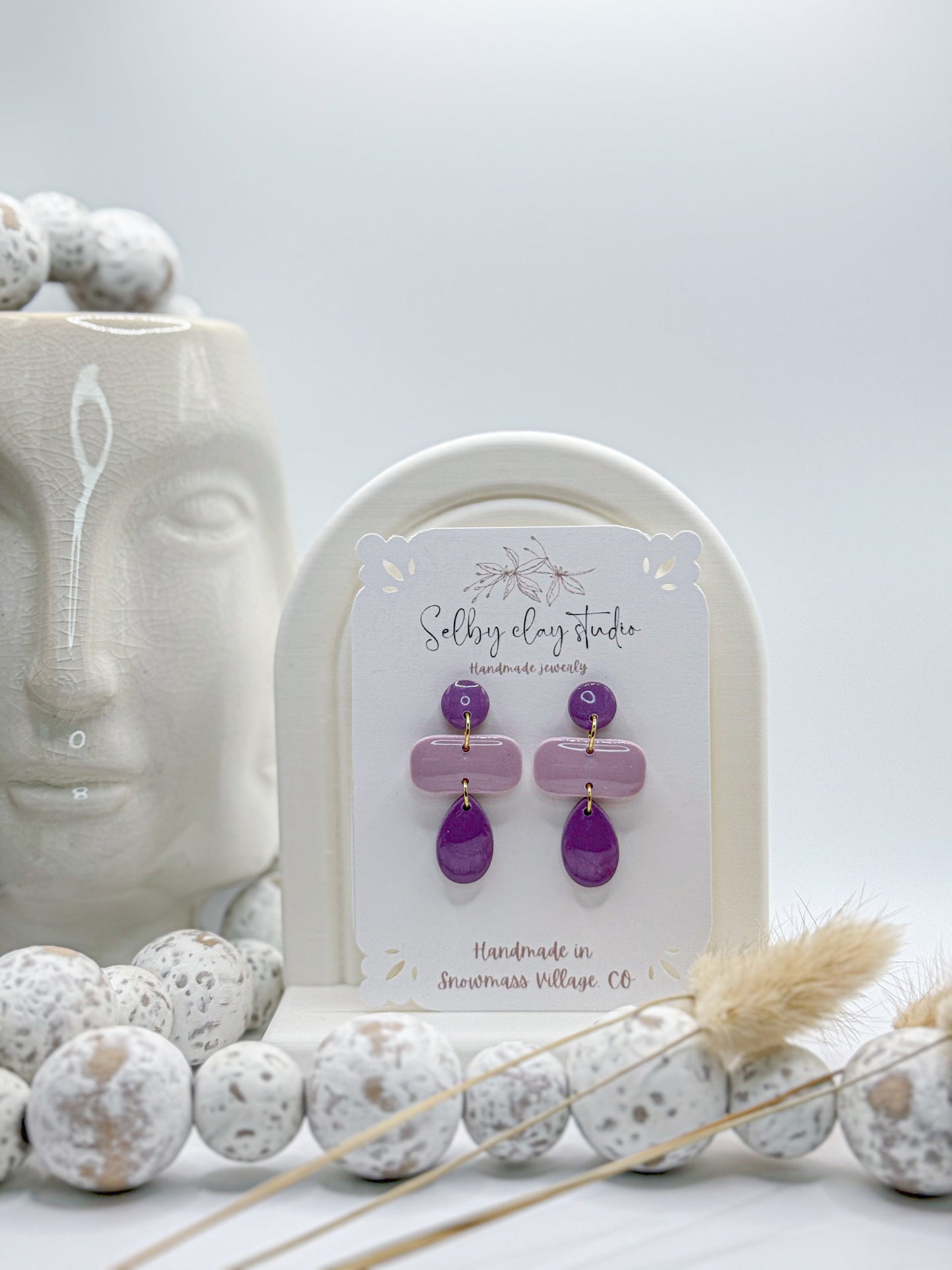 Purple lilac flower mini dangles