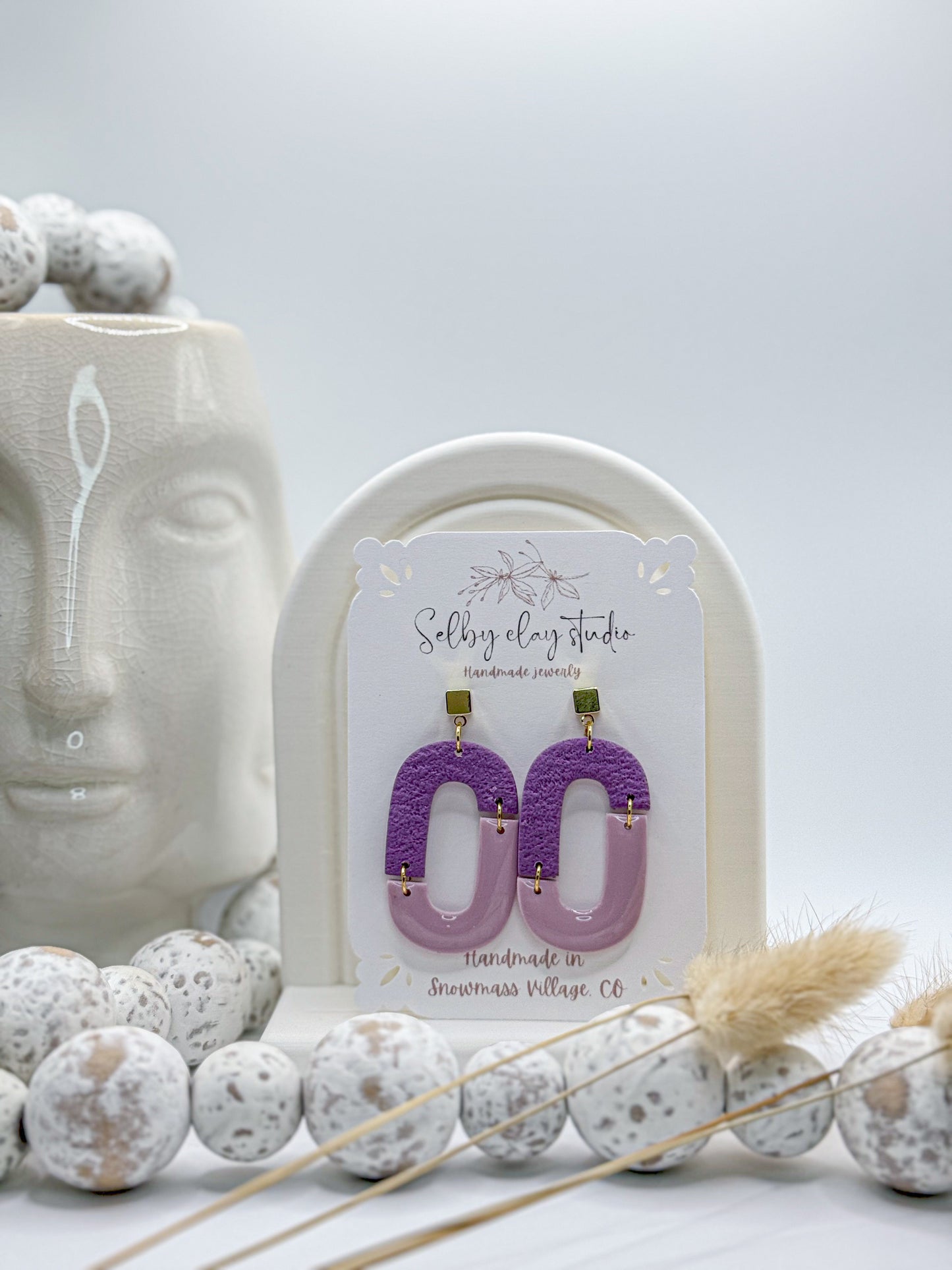 Purple lilac flower mirror hoops