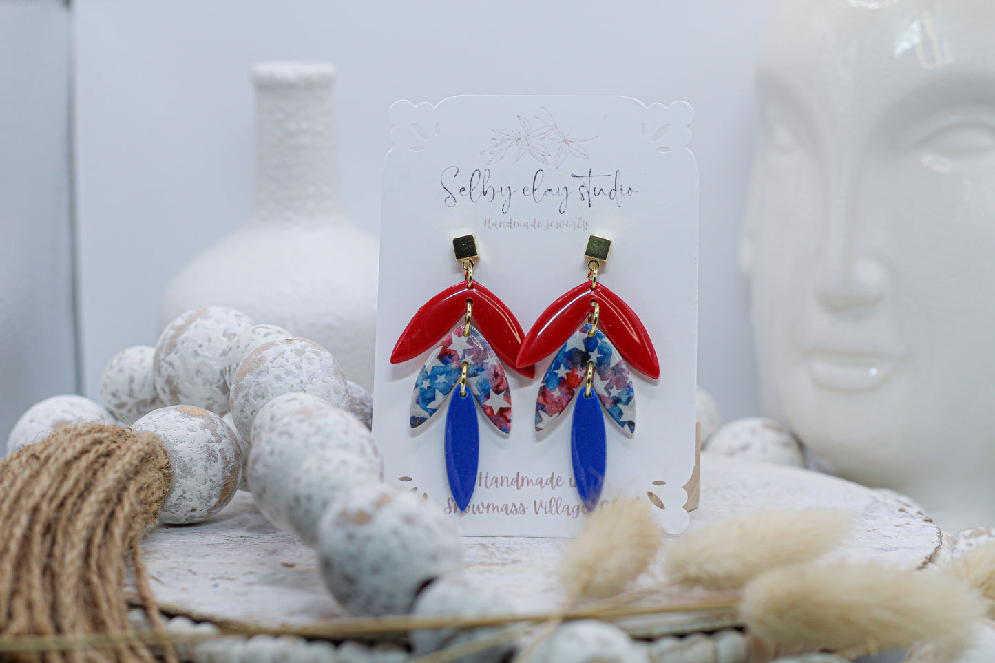 4th of July red star dangles