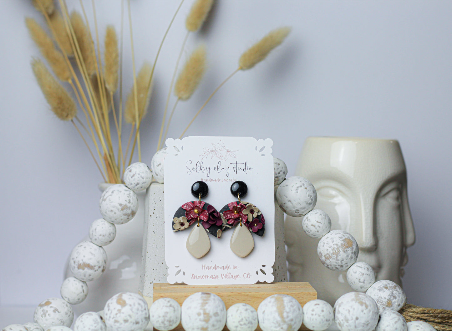 Merlot and roses drop dangles