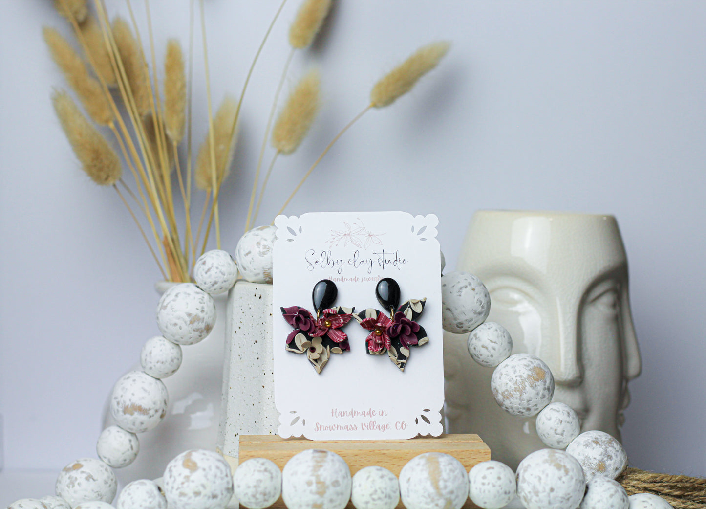 Merlot and roses mini dangles
