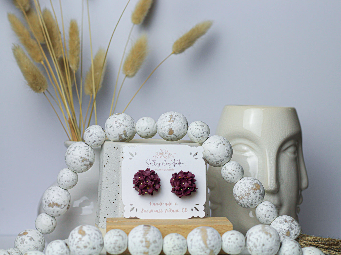Merlot and roses mini flower studs
