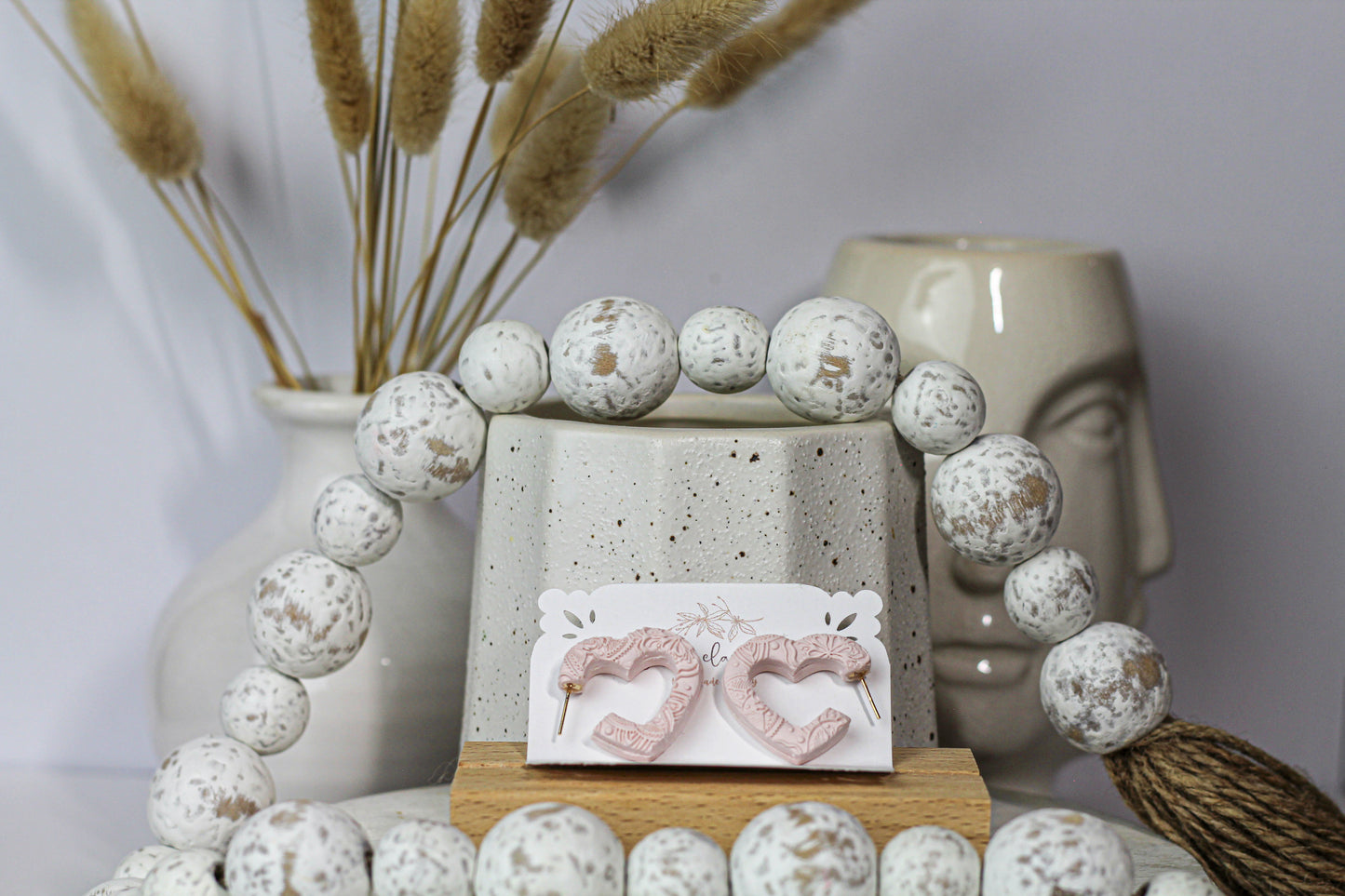 Spring Easter pink heart stud