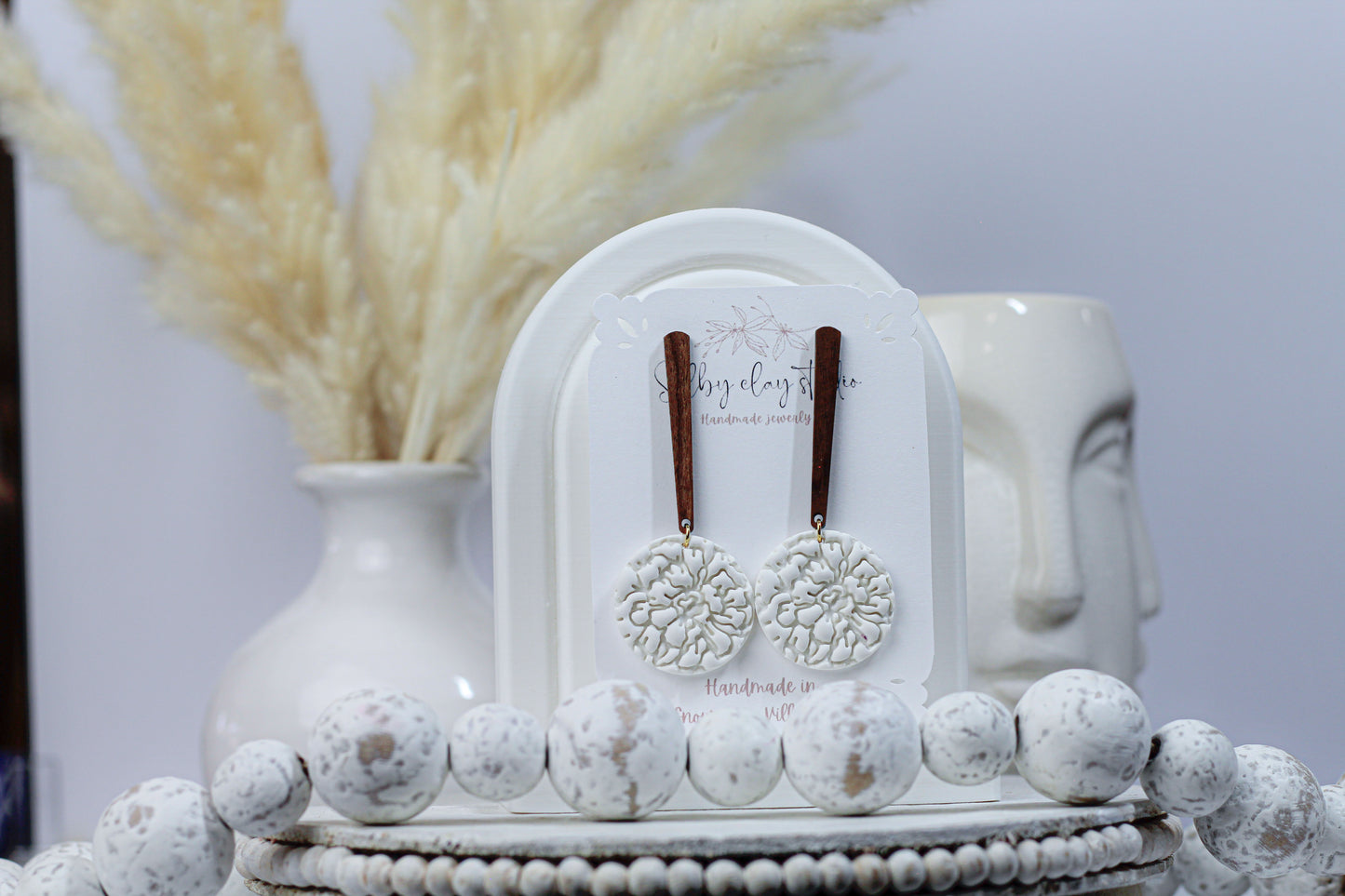 Green Ivy white long hoops