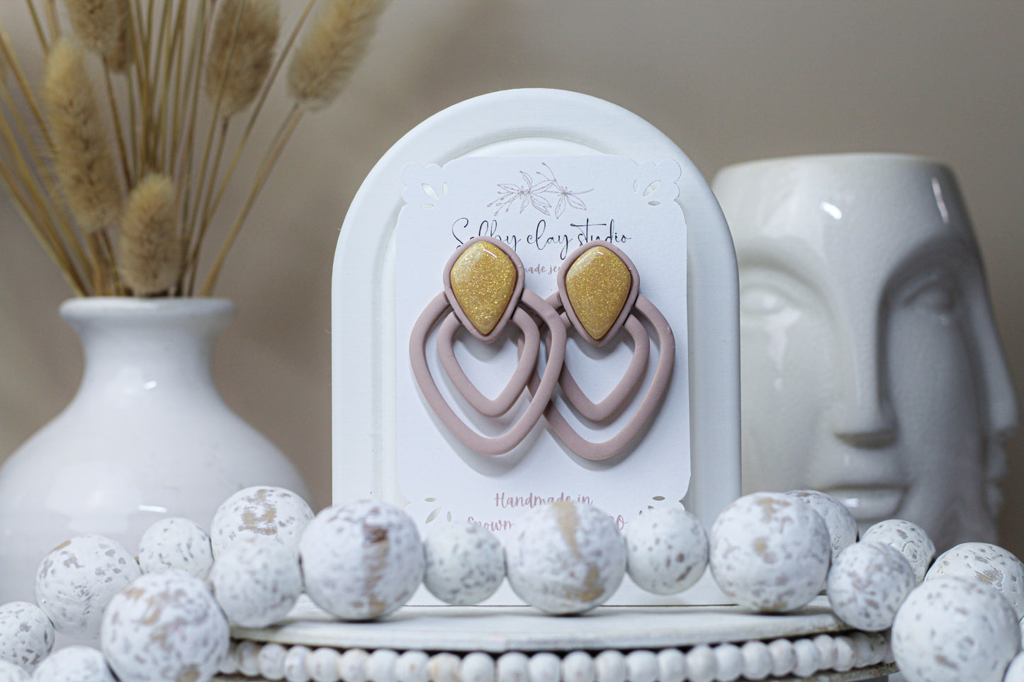 Rose nude big boho studs