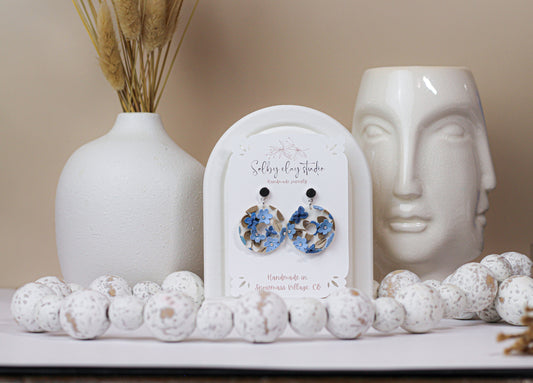 Blue bloom circle dangles