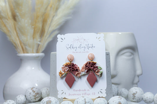 Autumn red and pink dangles