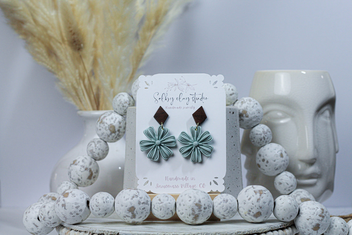 New flower baby blue dangles