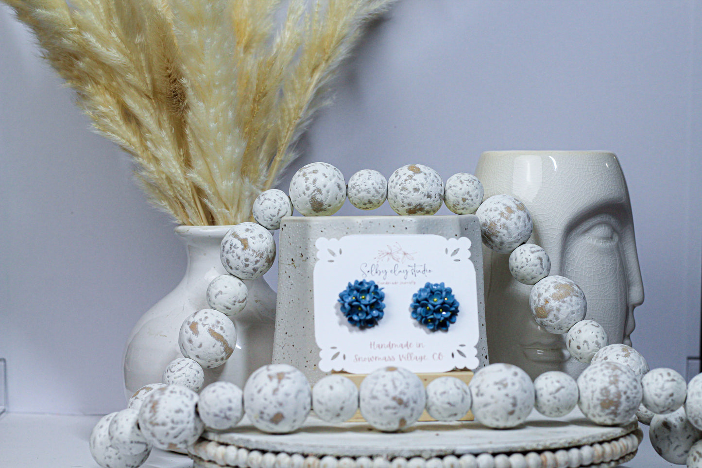 Blue flower studs