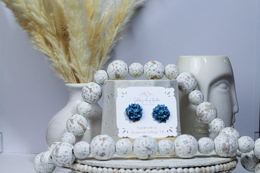 Blue flower studs