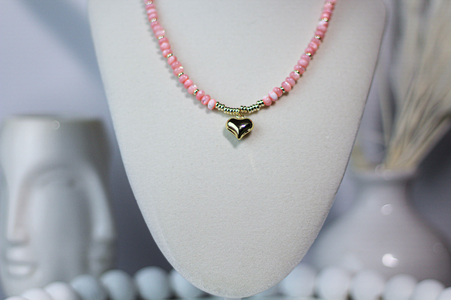 Pink heart necklace