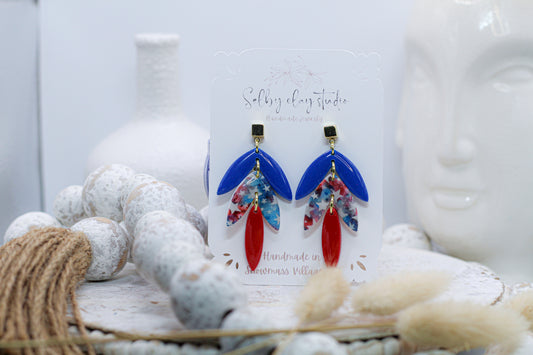4th of July blue star dangles