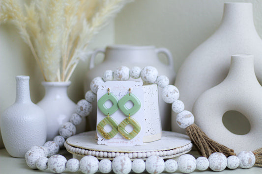 Olive gold square dangles