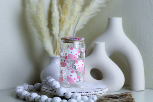 16 oz. Pink cow tumbler