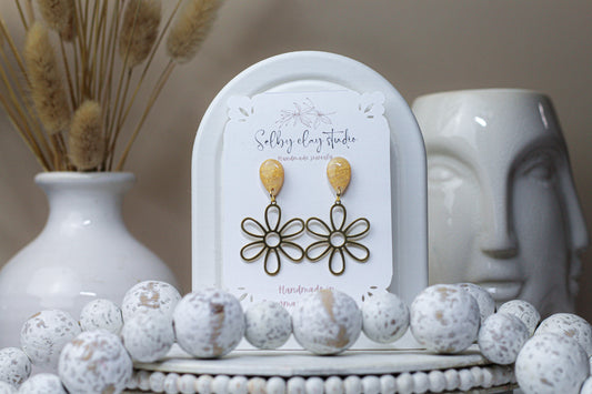 Rose nude gold flower dangles