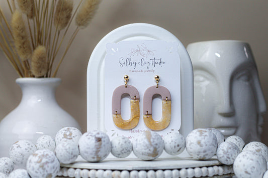 Rose nude mirrored hoops