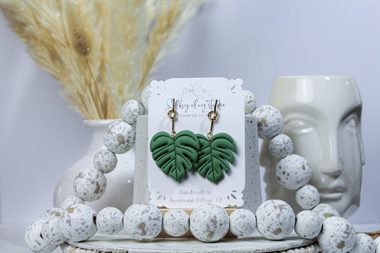New botanical big dark monstera dangles