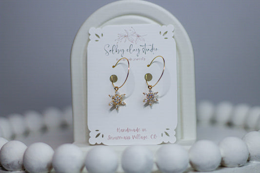 PA gold snowflake hoops