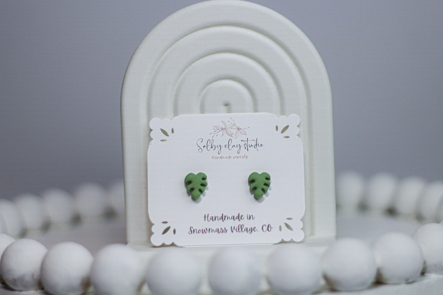 PA mini monstera studs