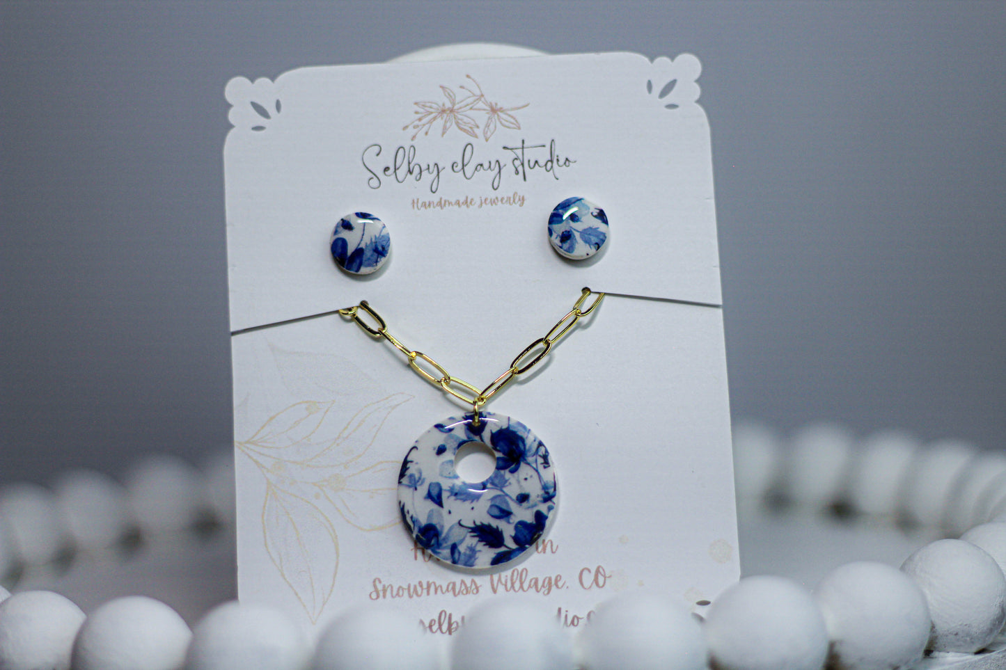 PA blue marine necklace earring set