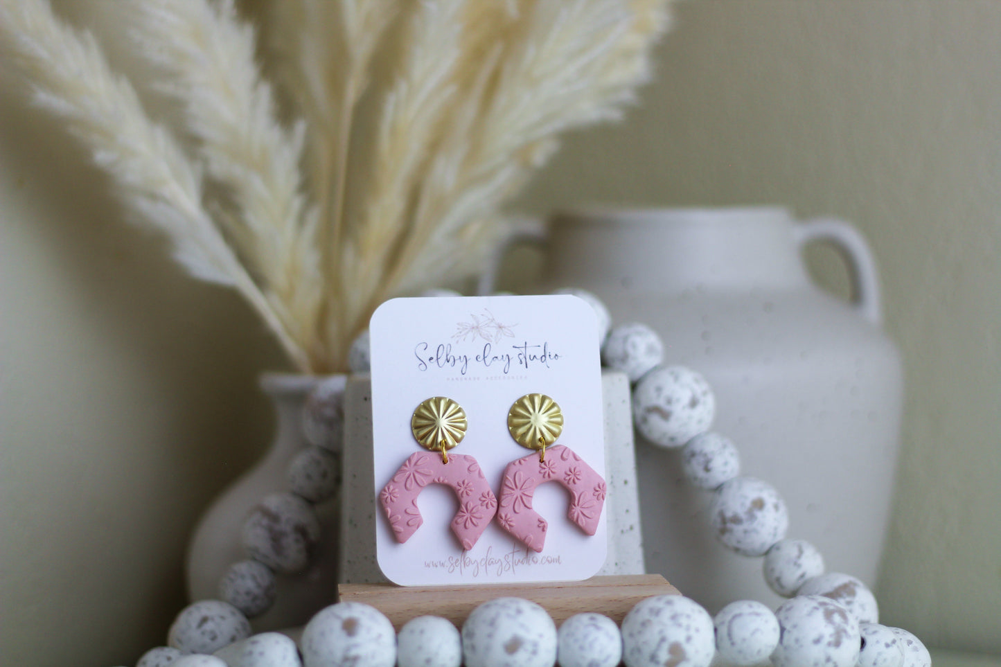 Pink texture earrings