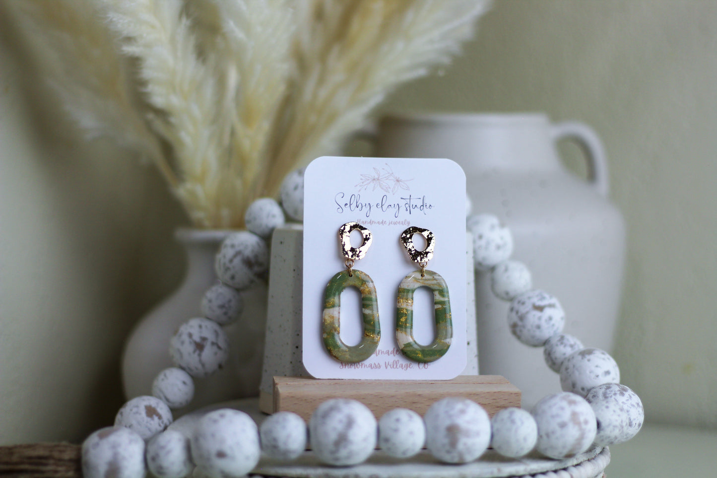 Olive gold mica hoops