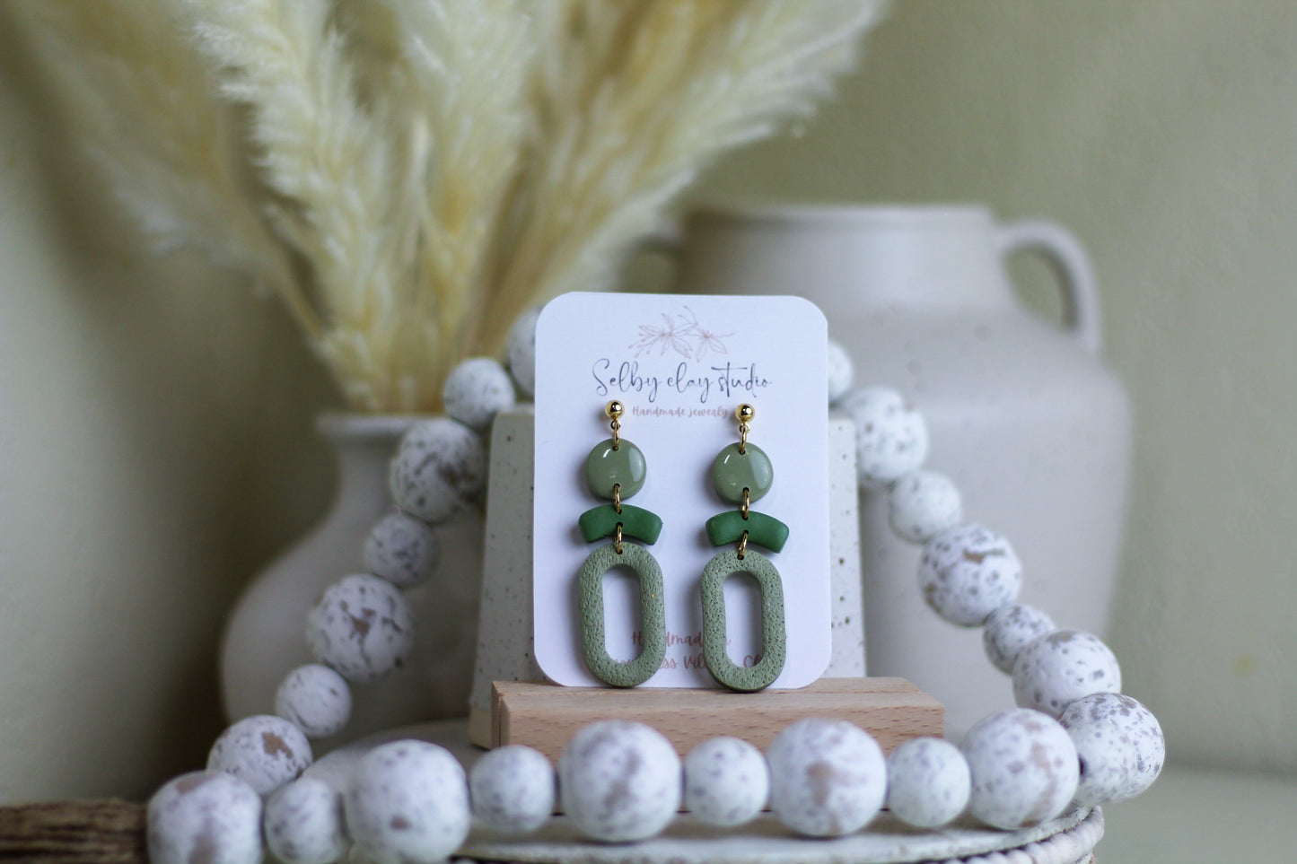 Olive boho dangles