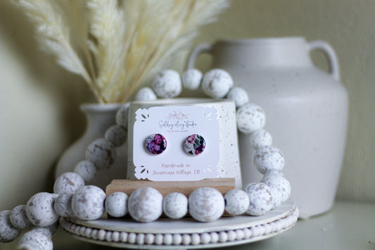 Purple flower studs