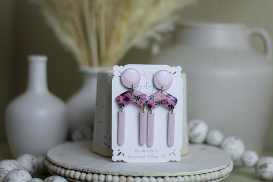 Lilac baby rose circle dangles