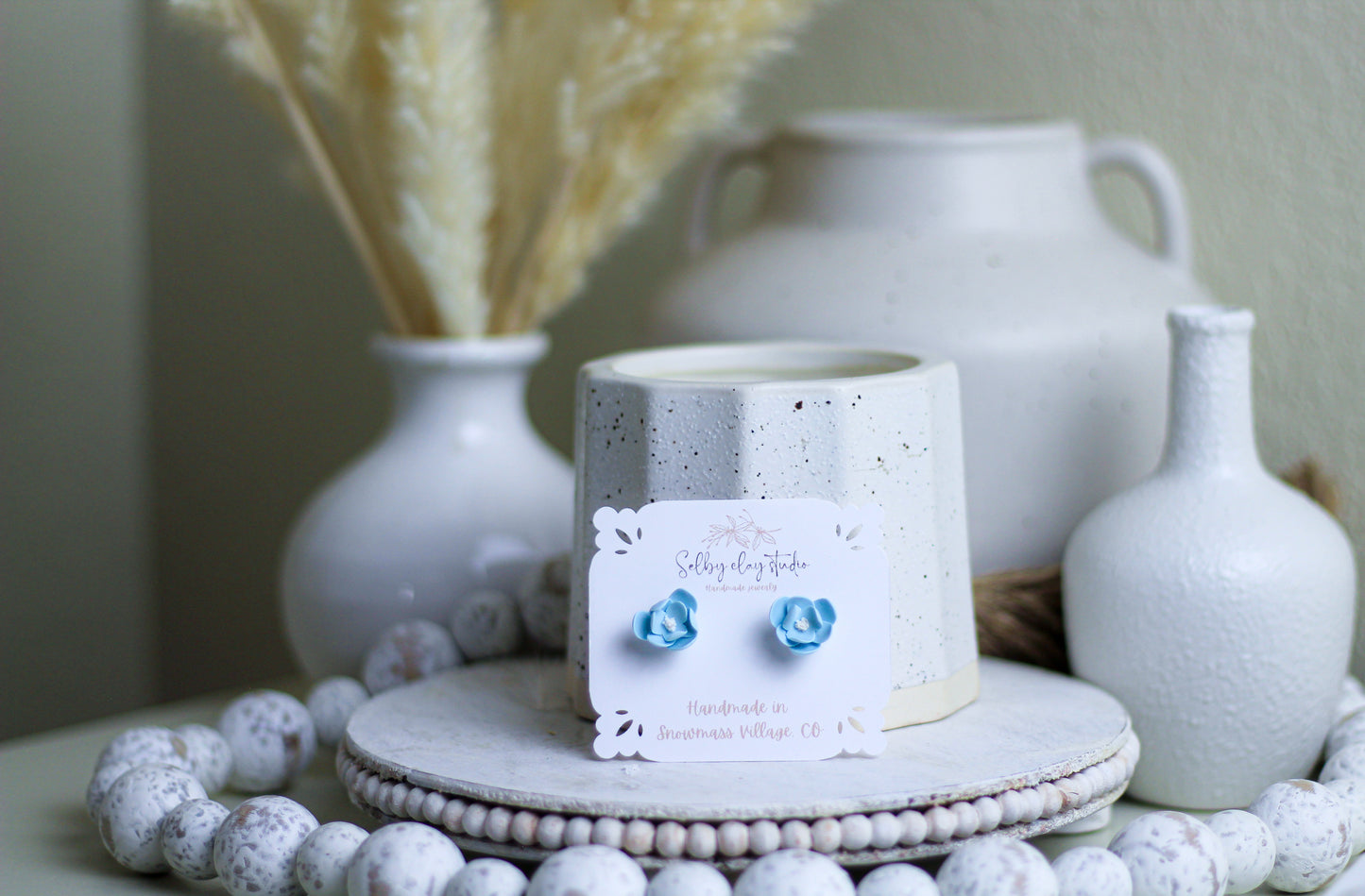 Baby blue flower studs