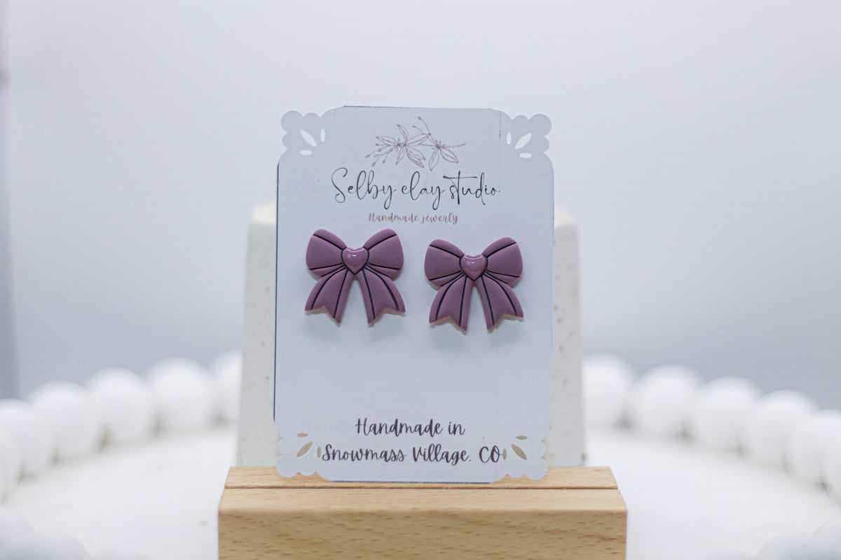 Cotton candy purple bow stud