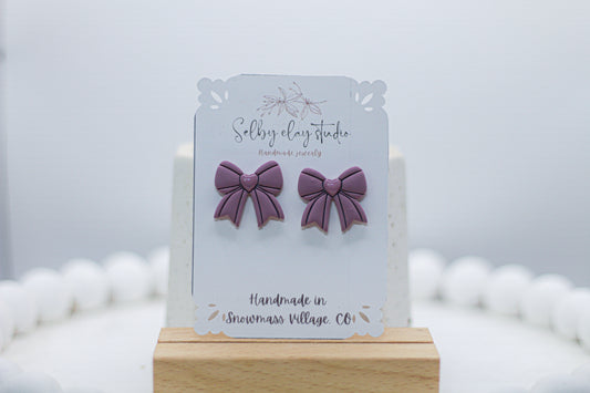 Cotton candy purple bow stud
