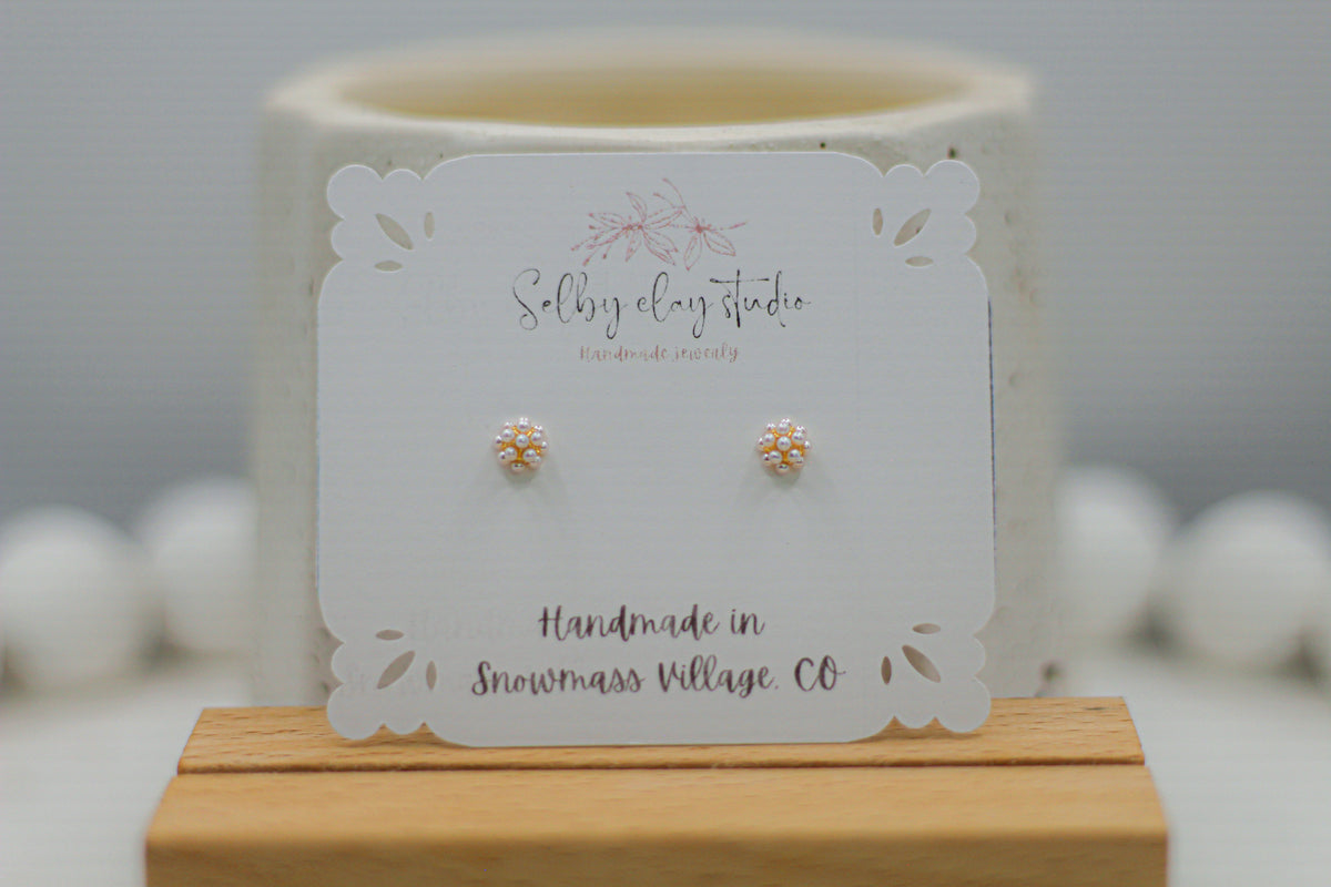 Gold plated mini pearl studs